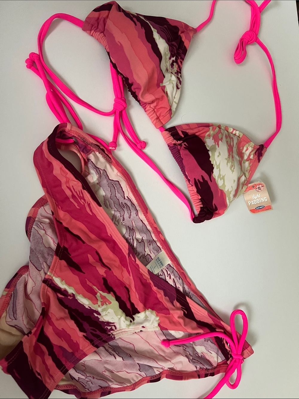 Old Navy Pink Multi-Pattern Triangle Bikini Set